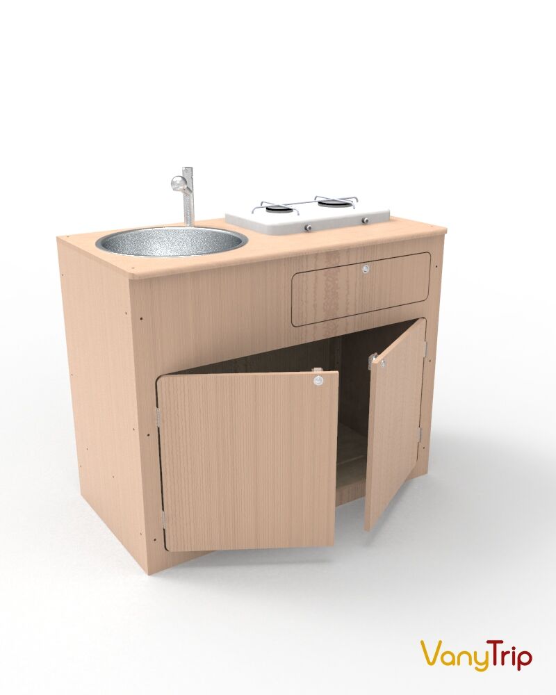 Meuble évier et cuisson aligné largeur 800mm
